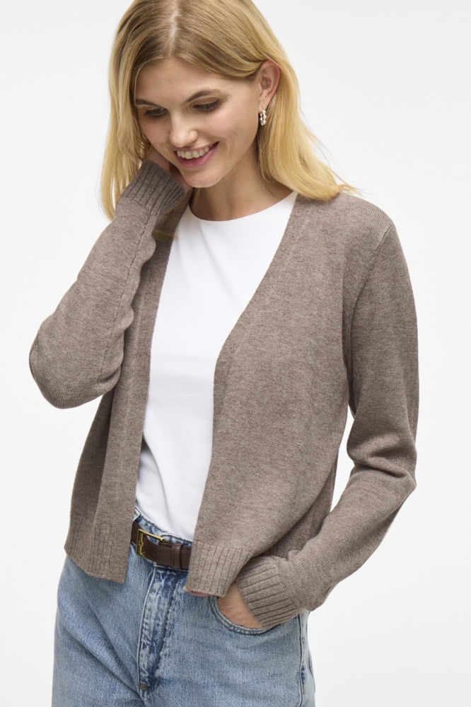VIRIL SHORT L/S KNIT CARDIGAN-NOOS 14060800 FALCON/MELANGE